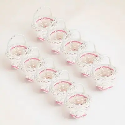 

10Pcs Handheld Woven Rattan Basket Small Flower Basket for Household Bedroom Decor Storage Organizer Photography Prop Use