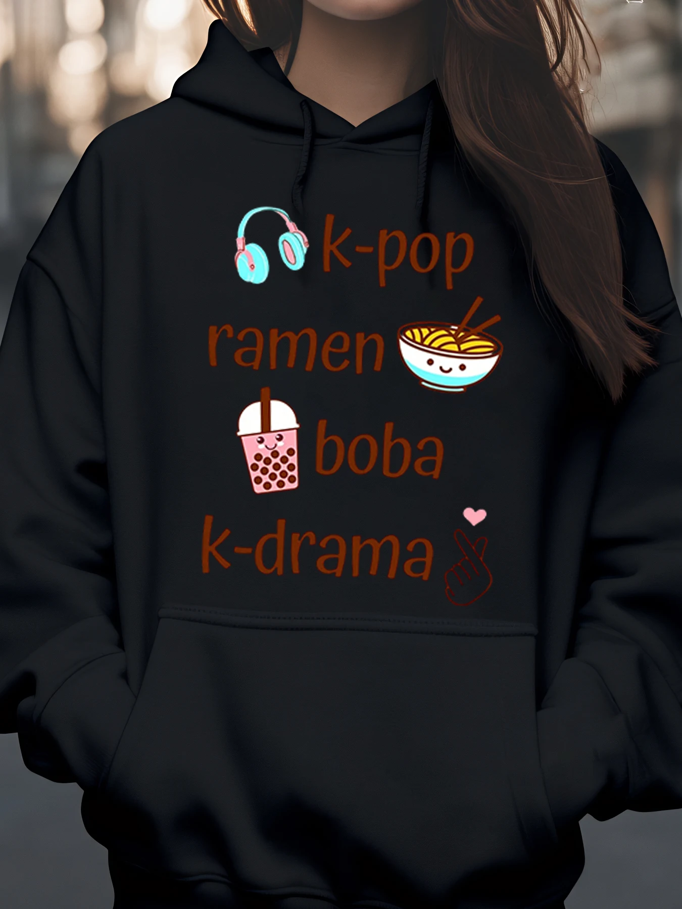 سترة بغطاء للرأس مطبوعة من Kpop Ramen Boba Kdrama للخريف والشتاء ملابس كاجوال للشباب للجنسين #1