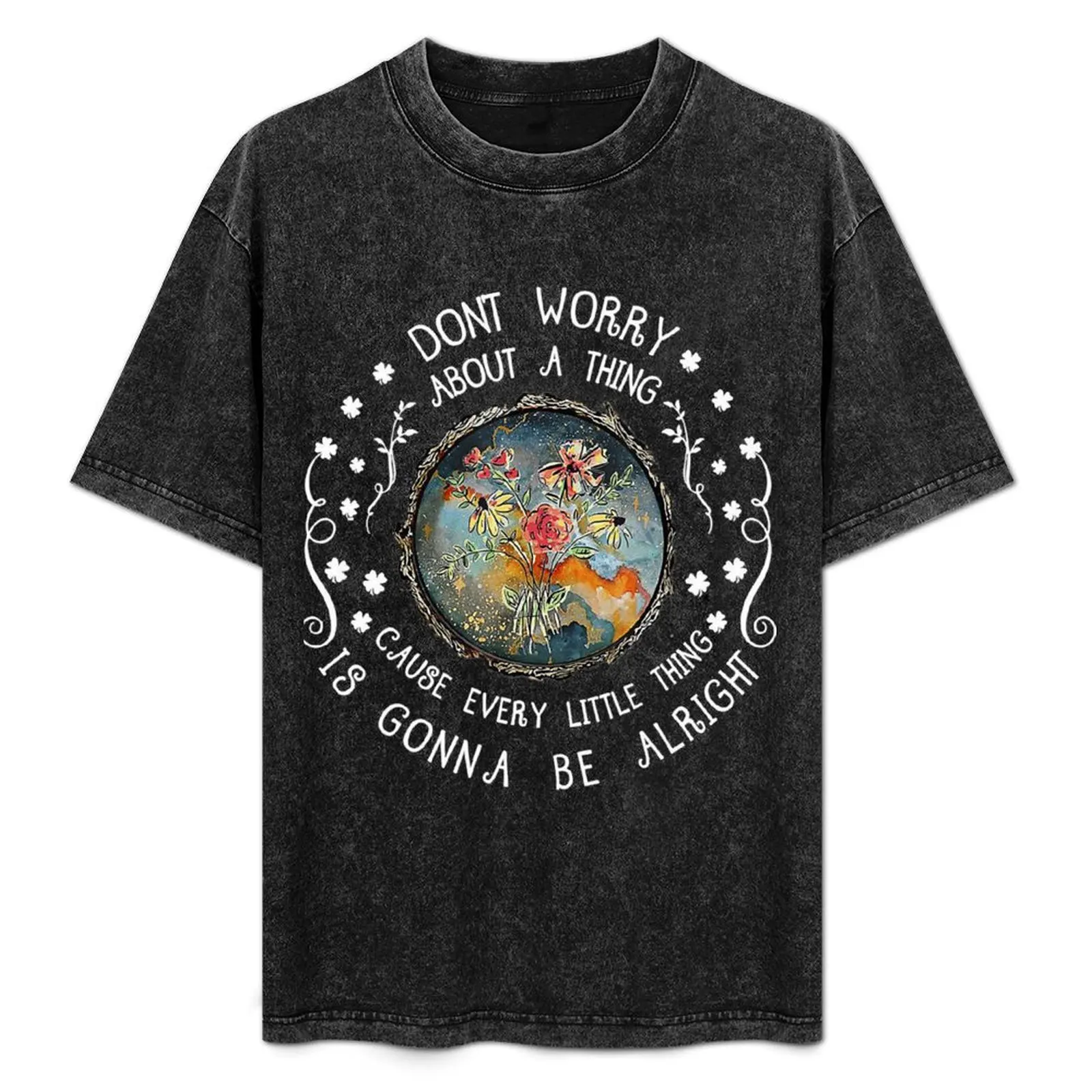 

Every Little Thing Is Gonna Be Alright Hippie T-Shirt Basic Casual Short Sleeve Cotton Shirt