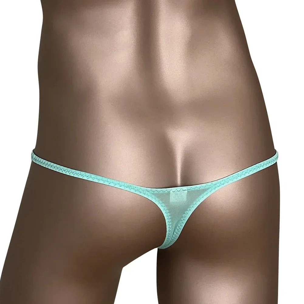 1pc Men's Low Waist T-Back Thongs G-Strings U-convex Pouch Underwear Lingerie See Through Man Panties Bikini Briefs
