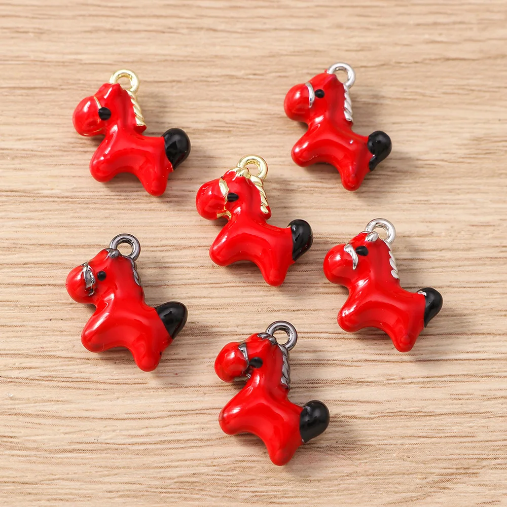 5pcs Cute Small Horse Charms Alloy Animal Pendant DIY Phone Chains Keychain Earring Accessory for Jewelry Making Findings