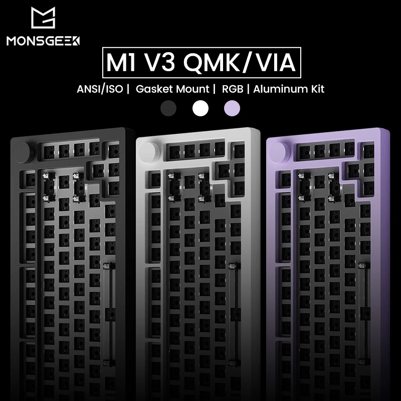 Akko-MONSGEEK M1 DIY 키트, 75% RGB 핫 스왑 사우스 페이싱 베어본 기계식 알루미늄 키보드 키트, CNC 메탈, VIA/QMK 가스켓 마운트 