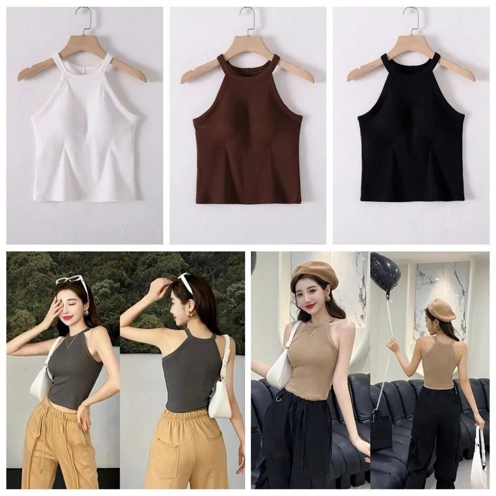 قميص قصير غير رسمي بدون أكمام ورقبة دائرية وحمالات رفيعة وحزام رفيع ملابس شاطئ نمط فتاة حار قميص قصير مع وسادات صيفية #4