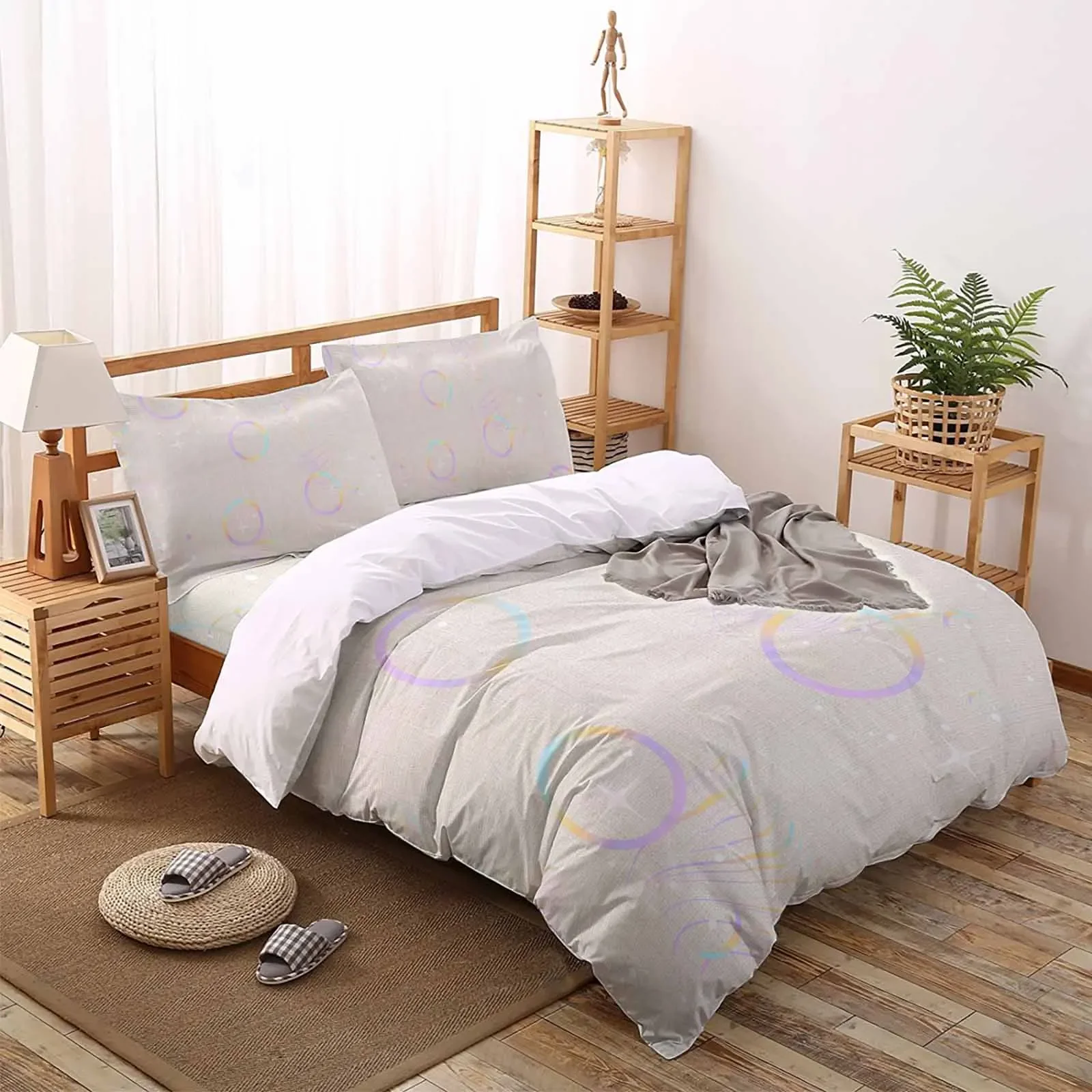 Abstract Star Ring The-4piece Textile Set on the Bed Includes Two Pillowcases One Duvet cases One Bedsheet Customization