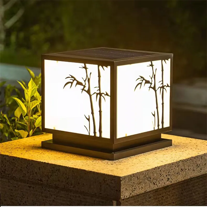 TYLA-Impermeável Vintage Solar Post Lamp, Luz quadrada simples da coluna, LED moderno para casa, Villa, Jardim, Decoração do pátio, ao ar livre