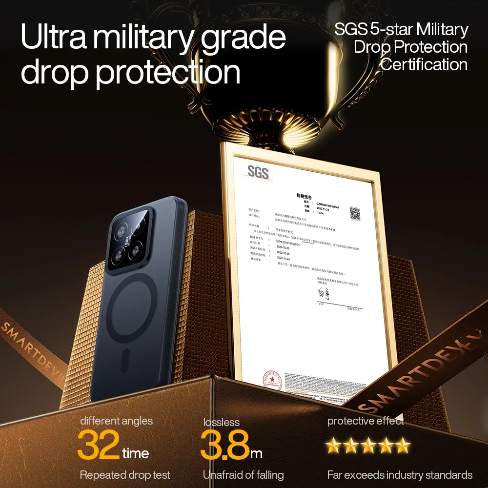 الشيطان الذكي-غطاء الشحن اللاسلكي المغناطيسي ، حماية عدسة مضادة للسقوط ، حافظة هاتف Magsafe لـ شاومي 14 برو ، مي 14 الترا