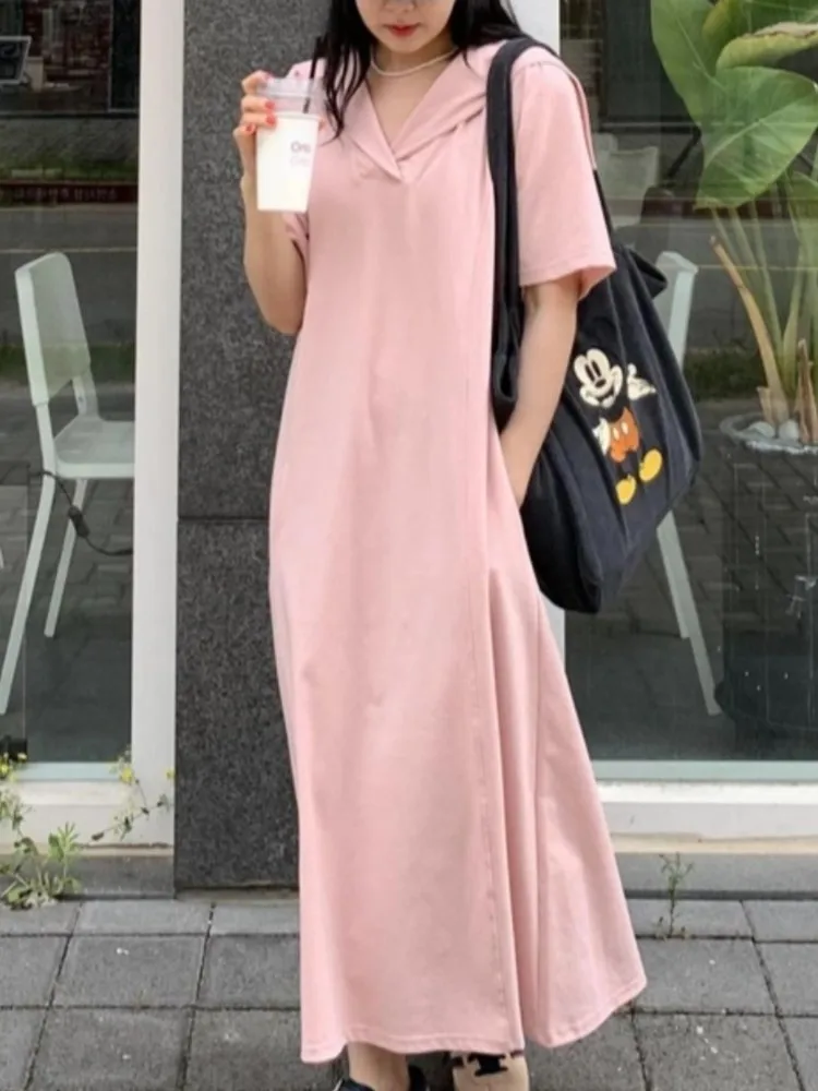 فستان قميص صيفي كبير الحجم للنساء فستان كوري فضفاض أنيق عتيق فساتين للسيدات