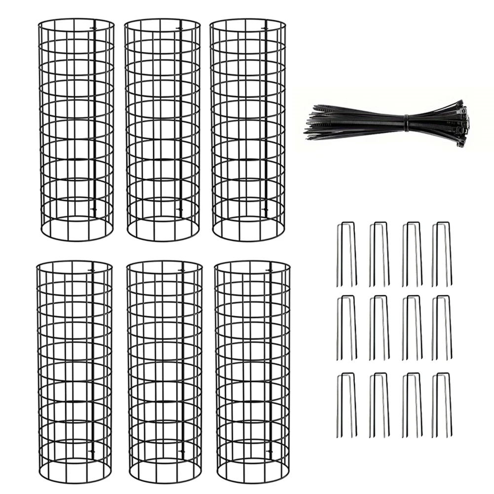 6 Pcs Plant Guard Protectors with Zip Ties & Garden Stakes Metal Garden Protection Tree Wrap Cage To Protect Bark Tree Tubes