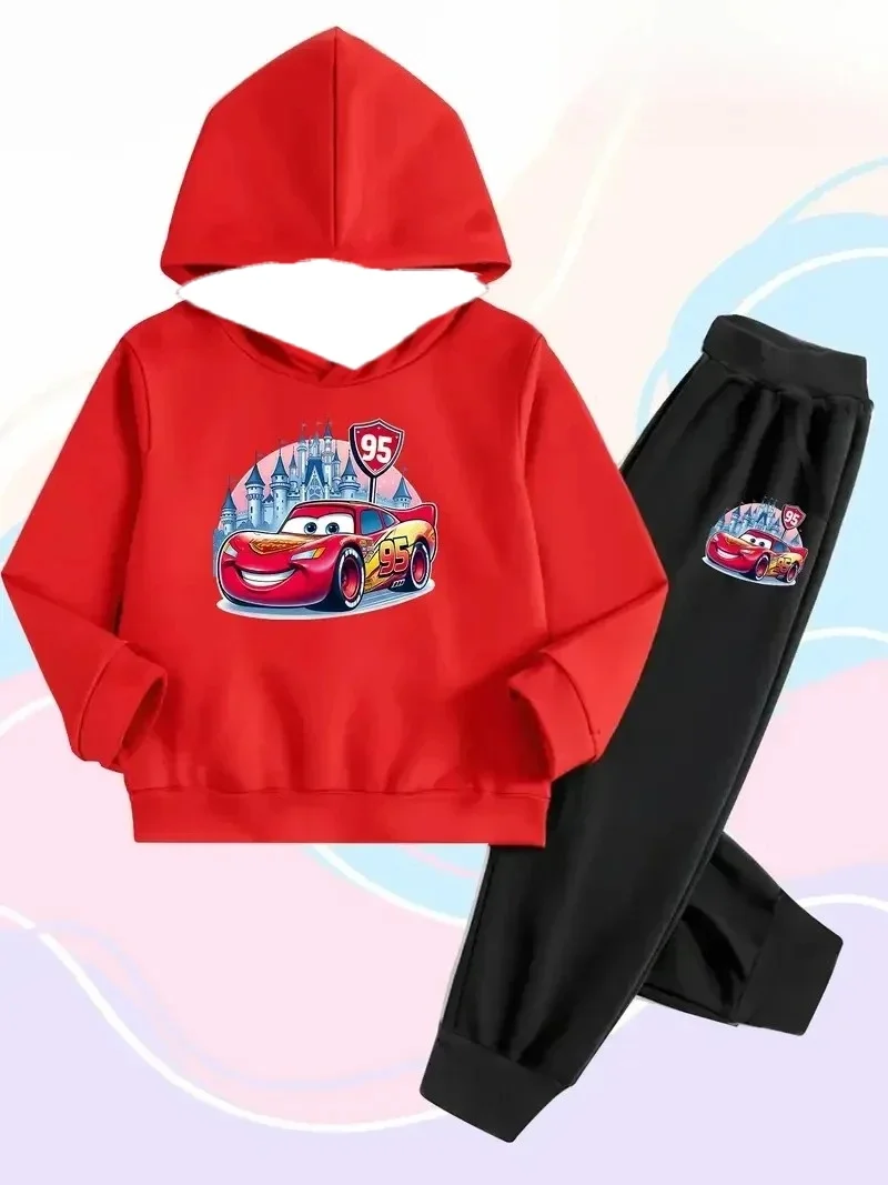 

Disney Lightning McQueen 95 Racing Boy Girl Hoodies pants Street Sport Fashion Children Long-sleeve Autumn Winter Sweatshirt Set