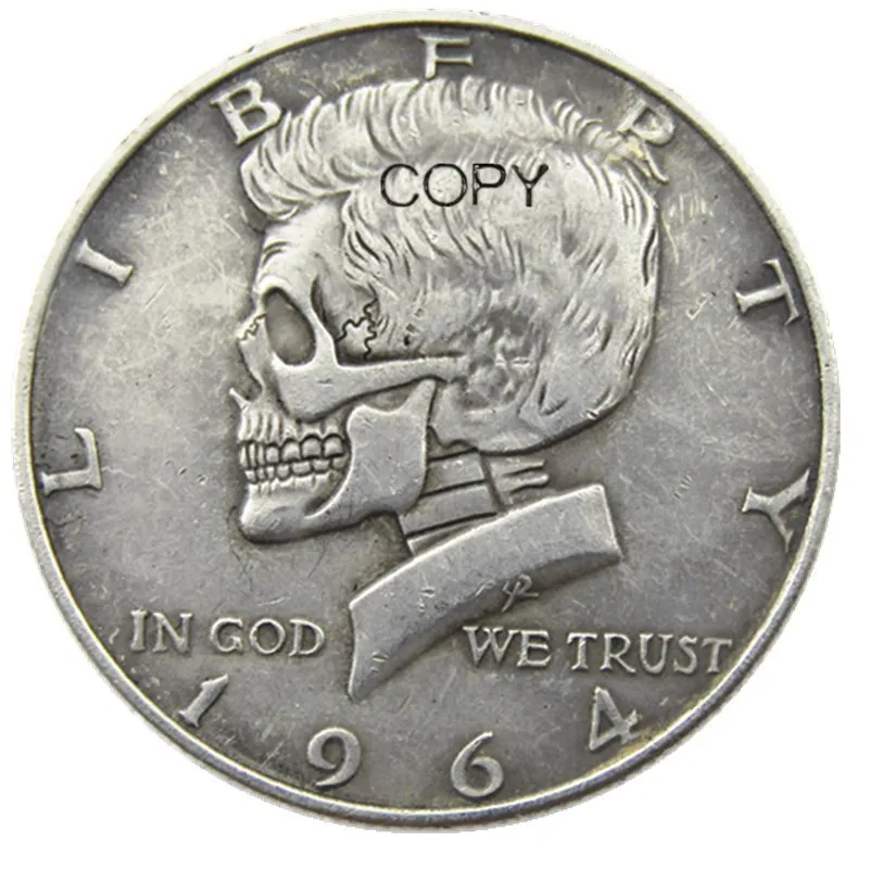 FK(10)Hobo Creative 1964 Kennedy Silver Half Dollar skull zombie skeleton hand carved Copy Coins