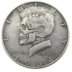 FK(10)Hobo Creative 1964 Kennedy Silver Half Dollar skull zombie skeleton hand carved Copy Coins