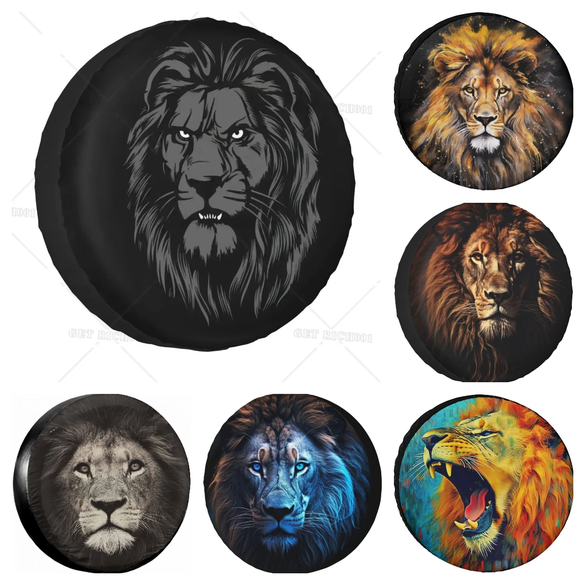 Lion Printed Spare Wheel Tire Cover Fit for Trailer RV SUV Truck Camper Travel Accessories 14