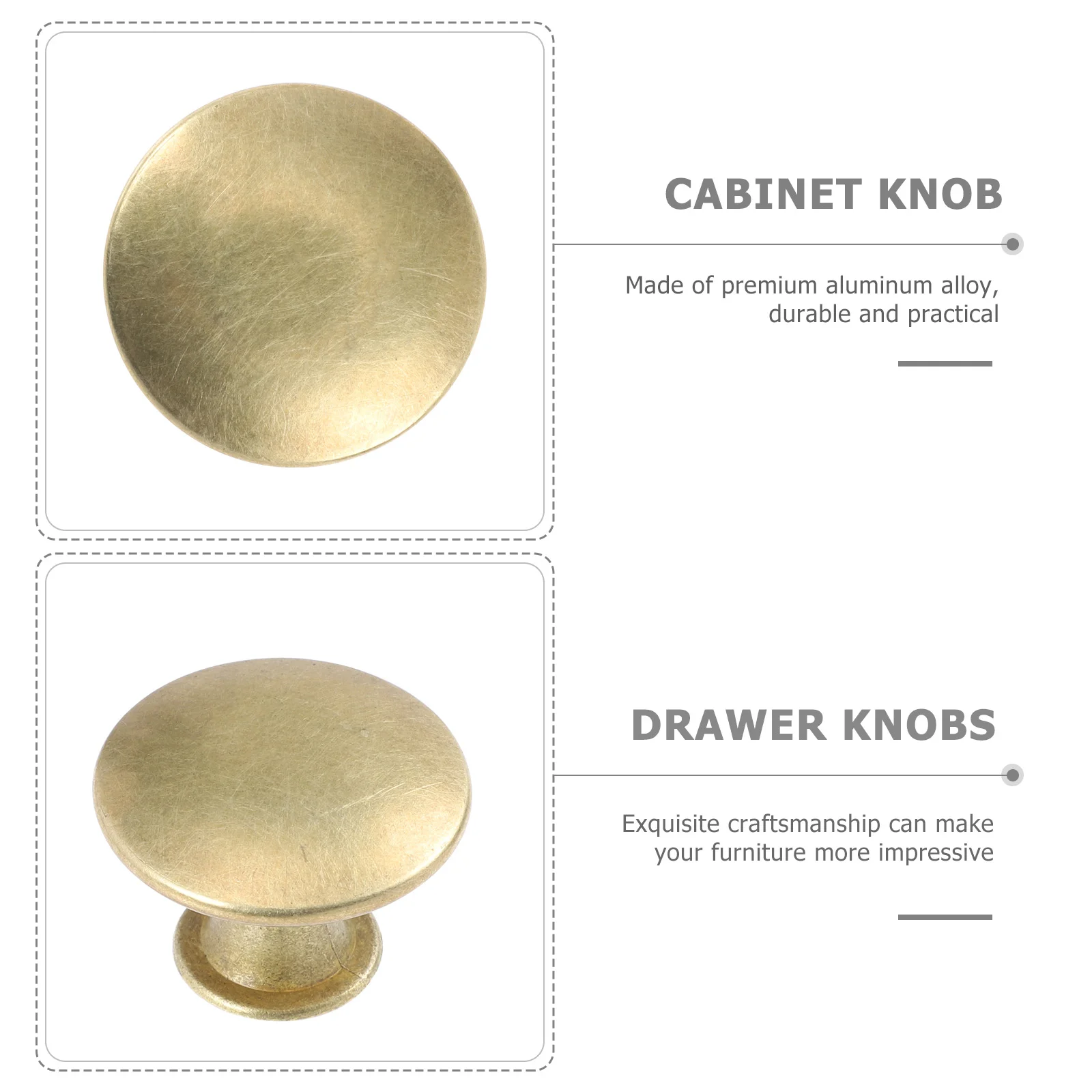 12 Pcs Kitchen Cabinet Handles Brass Drawer Small Knobs Door Simple Decorative Cupboard Round Wardrobe