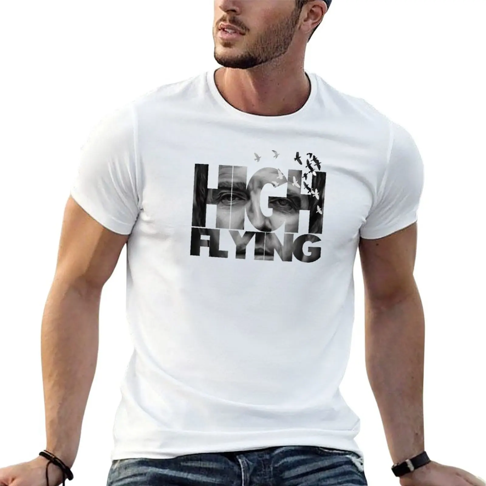 High Flying Text - Noel Gallagher Background T-Shirt man t shirt heavy cotton t shirts designer man tshirt T-shirt