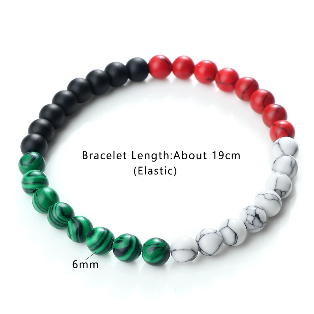 Classic Natural Stone Palestine Flag Bracelet Men Women National Flag Beads Bracelet Christmas Prayer Beads Worship Jewelry Gift - view 6