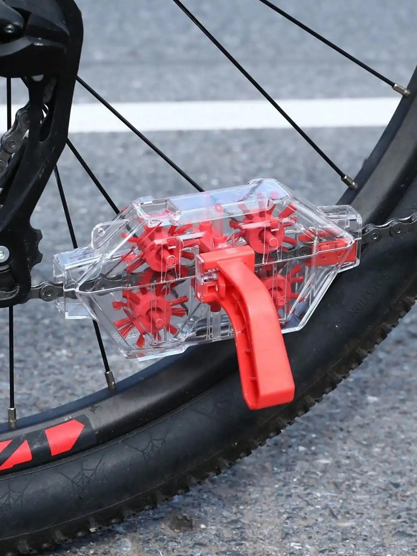 

Прозрачное средство для чистки велосипедных цепей – подходит для горных и шоссейных велосипедов, инструмент для очистки с видимым эффектом погружения и вращающейся щеточной системой