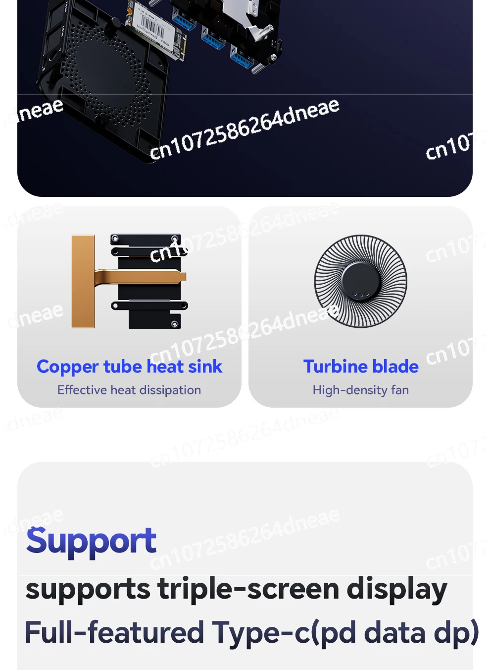 M.2 2242 NVMe SSD 2.5G Lan X2 شاشة عرض ثلاثية الجيب كمبيوتر صغير SZBOX N1 PRO Intel N100/N150 كمبيوتر صغير Windows 11 DDR5 4800Mhz