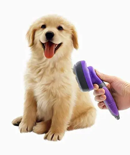 

Self Cleaning Slicker Brush Gently Removes Loose Undercoat Mats and Tangled Hair flea comb dog/cat brush pet hair remover