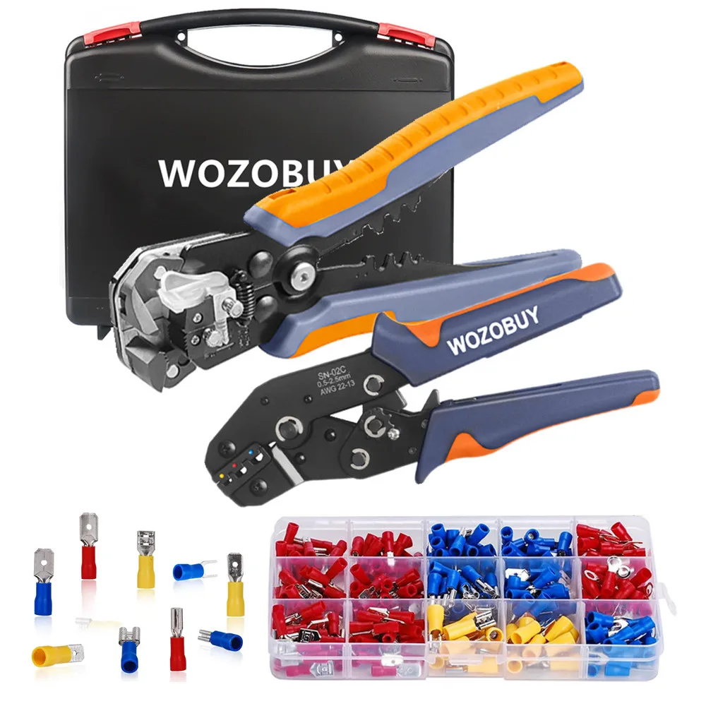 Wire Crimping Tool Kit AWG 22-13,Wire Stripper AWG 24-10,280 PCS Crimp Connectors,120Pcs Heat Shrink Wire Connectors