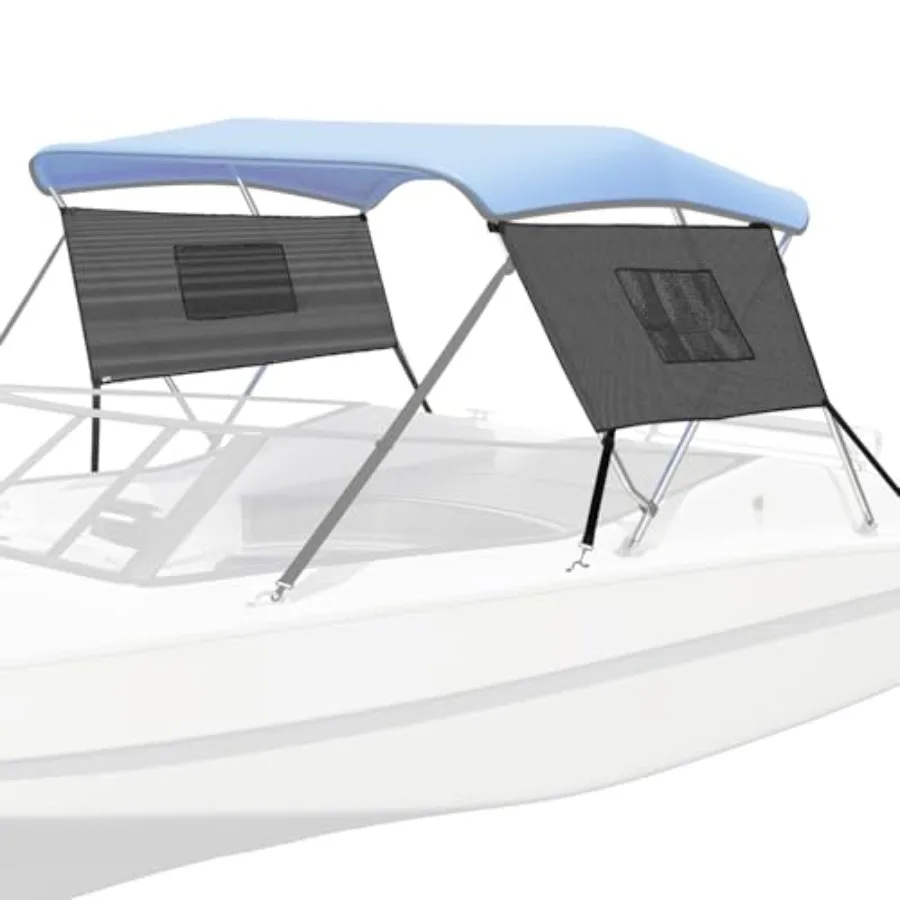 

Detachable Mesh Sidewalls Universal for 3 Bow Bimini Tops with Large Pockets for Fishing Gear Includes 2 Straps Bimini Tops Not