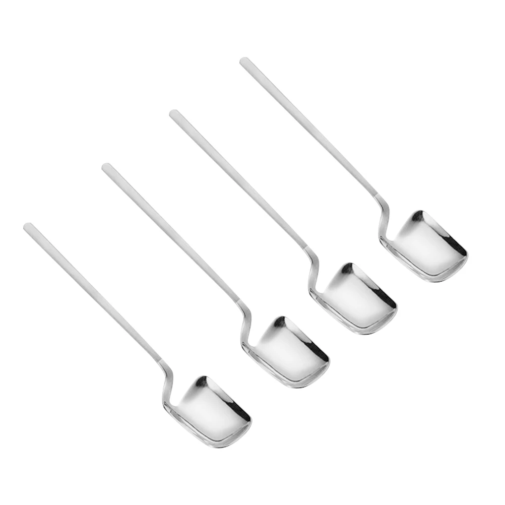 

4pcs Coffee Spoon Glossy Stainless Steel Stirrer Portable Dessert Spoon Household Polished for Tea Cake Ice Cream Milk Sugar