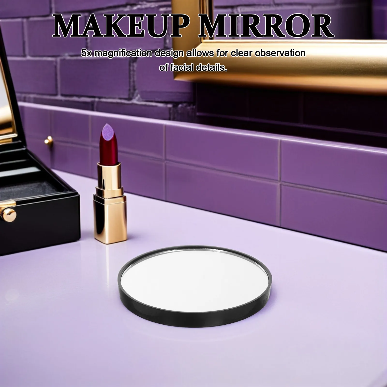 

5Pcs Portable Makeup Mirror Magnifying Glass 5X Magnification Suction Cup Handheld Small Round Travel Mirror for Precise Eyebrow