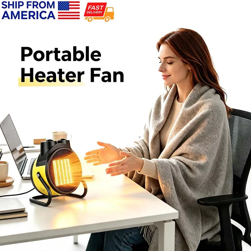 Portable Electric Heater Fan 2 in 1 Mini Space Heater Fast Heating Energy Saving Safe Quiet Air Warmer Compact Lightweight Portable Fan Heater for Home Office Bedroom Indoor Use