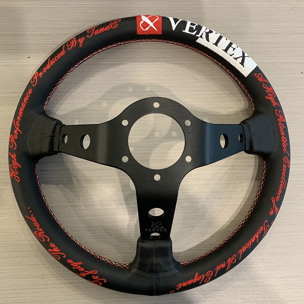 13Inch 330MM Vertex Universal Rally Drift Racing  JDM Deep Sport Game Leather Steering Wheel