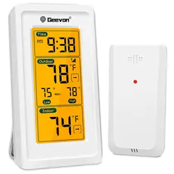 Geevon Indoor Outdoor Thermometer Wireless Digital Temperature Gauge Weather Station With Backlight Support 3 Channels