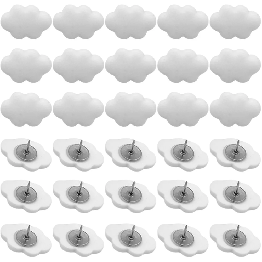 30 Pcs Cork Board Thumbtacks Creative Cute Cream White Clouds Resin DIY Handmade Push Pins 30pcs Office Corkboard