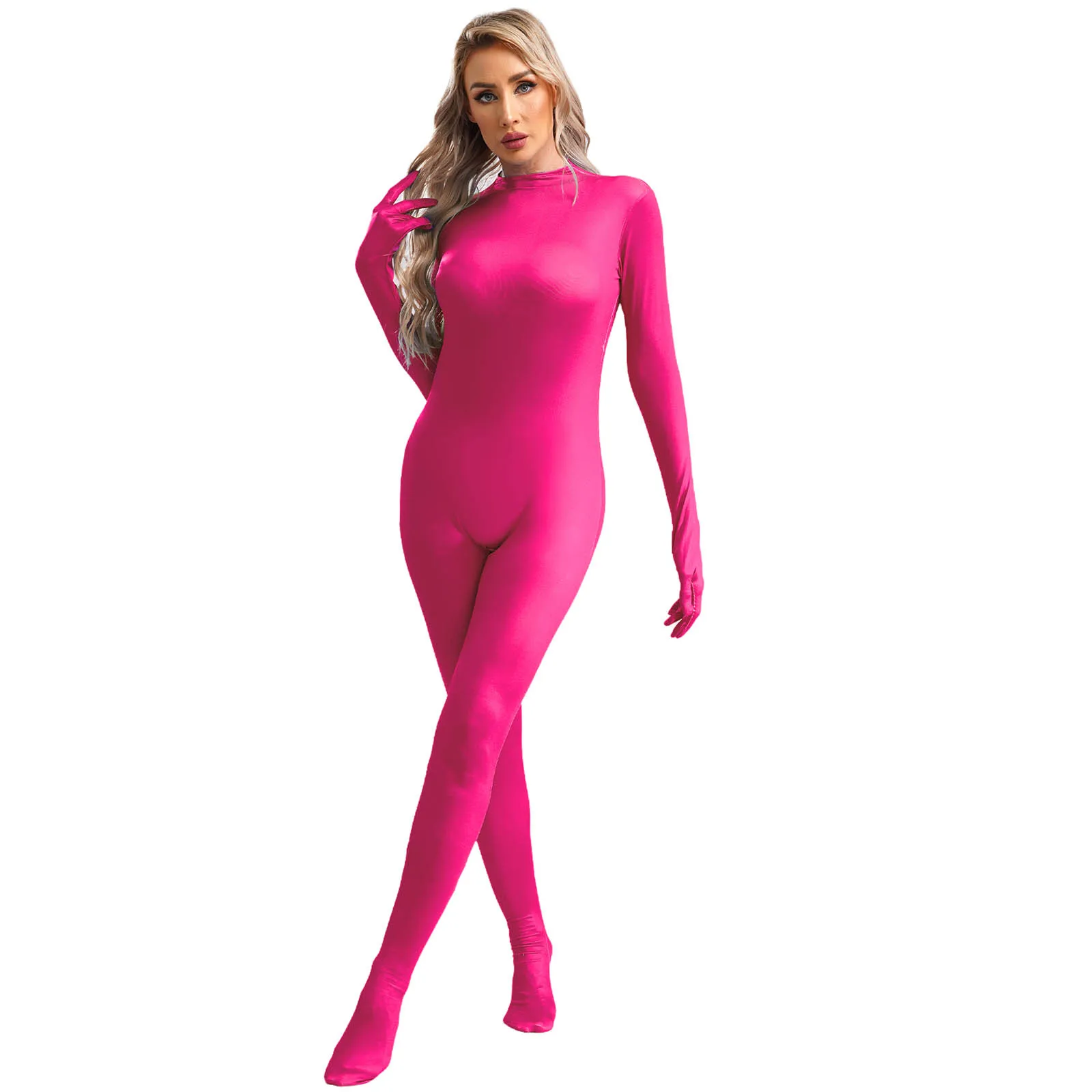 Bodycon Slim Jumpsuit for Women‘s Clothing Full Body Bodysuit Solid Color Long Sleeve Rompers Gymnastics Fitness Casual Overall