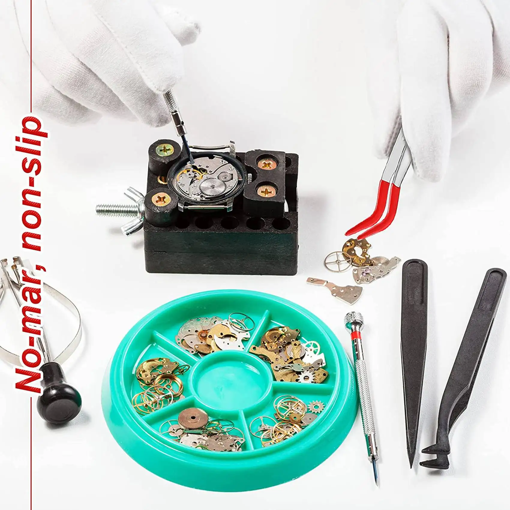 4 PCS Tweezers Curved Bent Rubber Tip Tweezers Stainless Steel Crafts Tweezers For Lab Jewelry Making-AT36