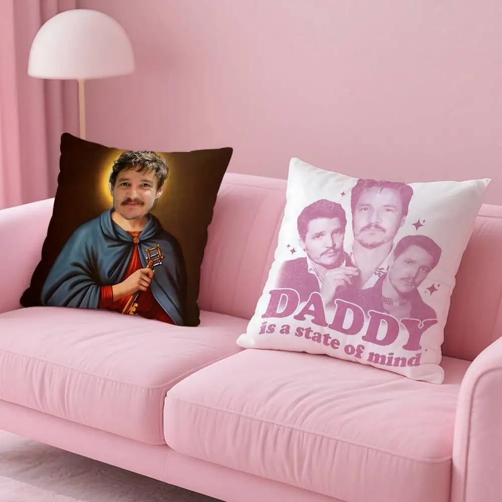 الممثل الساخن P-Pedro Pascal كيس وسادة مكافحة الغبار المخدة غير مرئية سستة حريري قصير أفخم غطاء وسادة أريكة