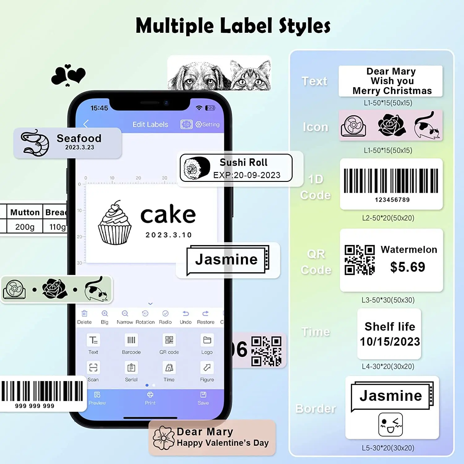 Imagem -03 - Pro Label Printer Handheld Portátil Bluetooth Térmica Roll Labels Printer Leminyun-l1s