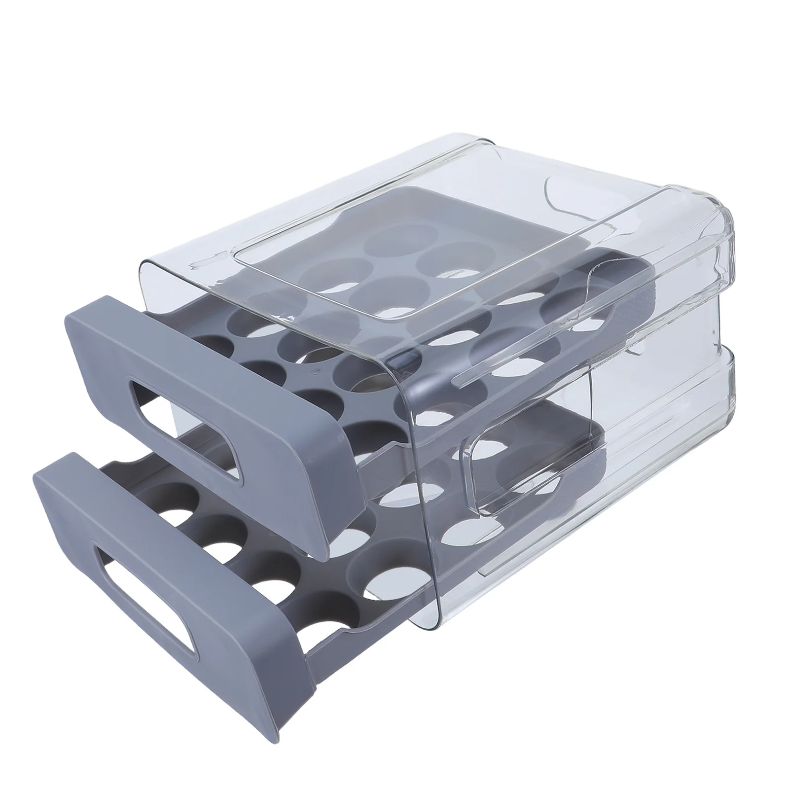 

32-Grid Plastic Egg Holder Transparent Sliding Storage Box for Fridge Shelf Stackable Egg Container Organizer for Fresh Eggs