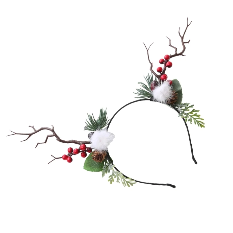 Christmas Party Headband Tree Branch Antler Hair Hoop for Adult Teens