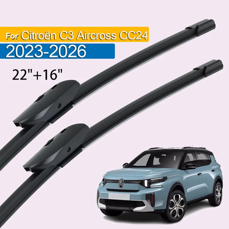 

Wiper Front Wiper Blades For Citroen C3 Aircross 2023 - 2026 Windshield Windscreen Clean Window Car Rain Brushes 22"+16"