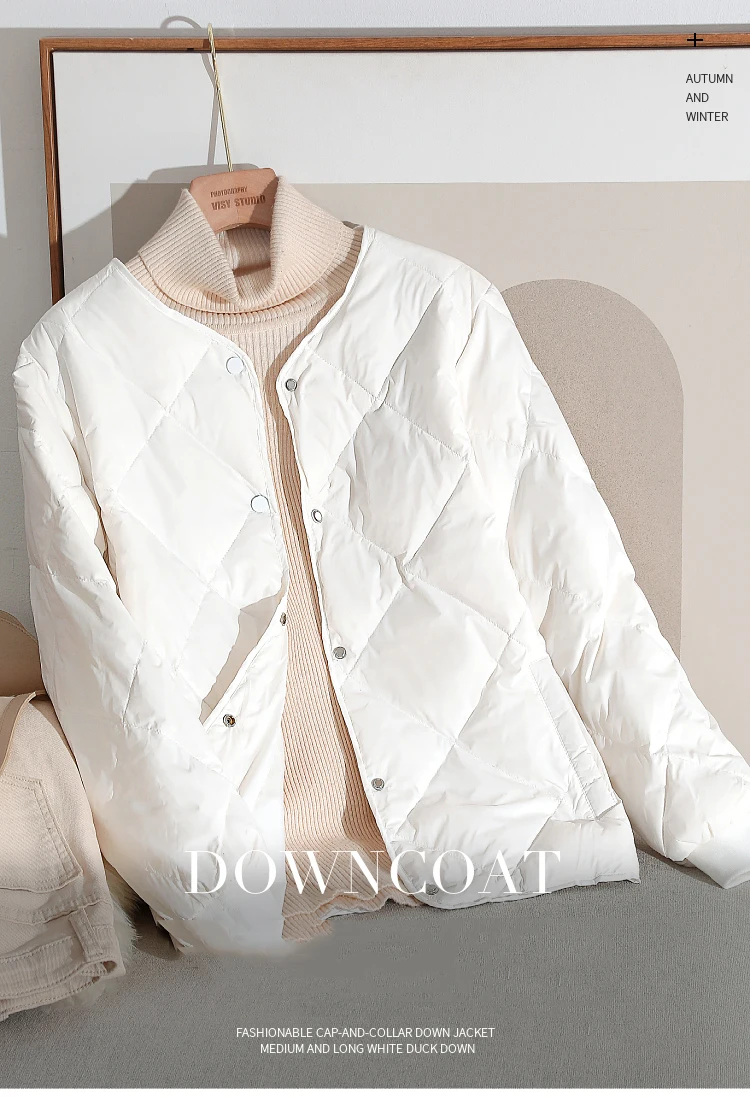 Thin Down Jacket Women's Short Cotton Coat 2025 New Korean Style Fashion Baseball Jacket Single Breasted Autumn Winter Jacket