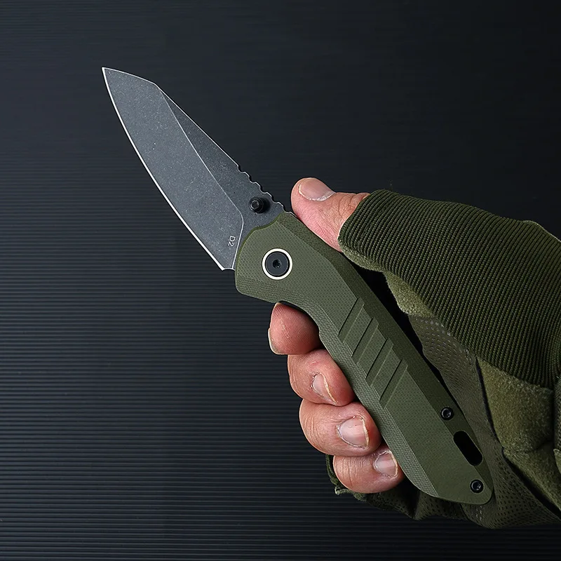 Folding knife daily portable and convenient D2 blade G10 handle outdoor camping fishing with Oxford bag fruit knife