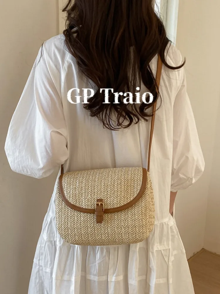 gp-traio-women's-straw-woven-crossbody-bag-single-shoulder-holiday-saddle-bag-lightweight-pure-color-flip-cover-bag