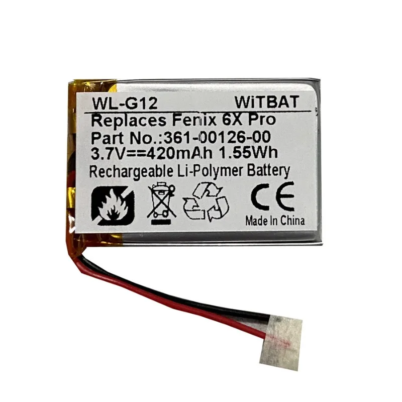 New 3.7V 420mAh 361-00126-00 Replacement Battery for GARMIN Fenix 6 Fenix 6 Pro Part Batteries