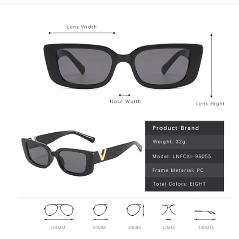 Mode Cat Eye Sonnenbrille Retro Kleine Rahmen Fahren Brillen Frauen Männer Luxus V Sonnenbrille UV400