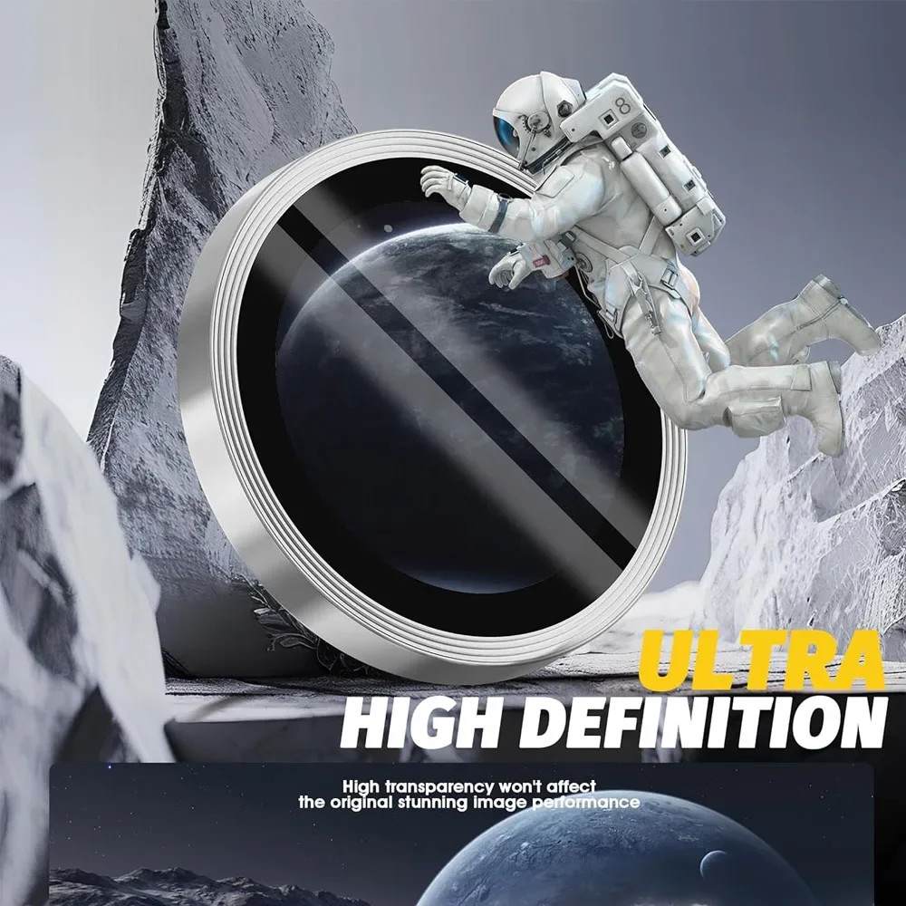 iPhone 17 Pro Max/Air 16 Pro用メタルリングカメラレンズプロテクター、背面レンズ強化ガラスカメラHD傷防止保護フィルム