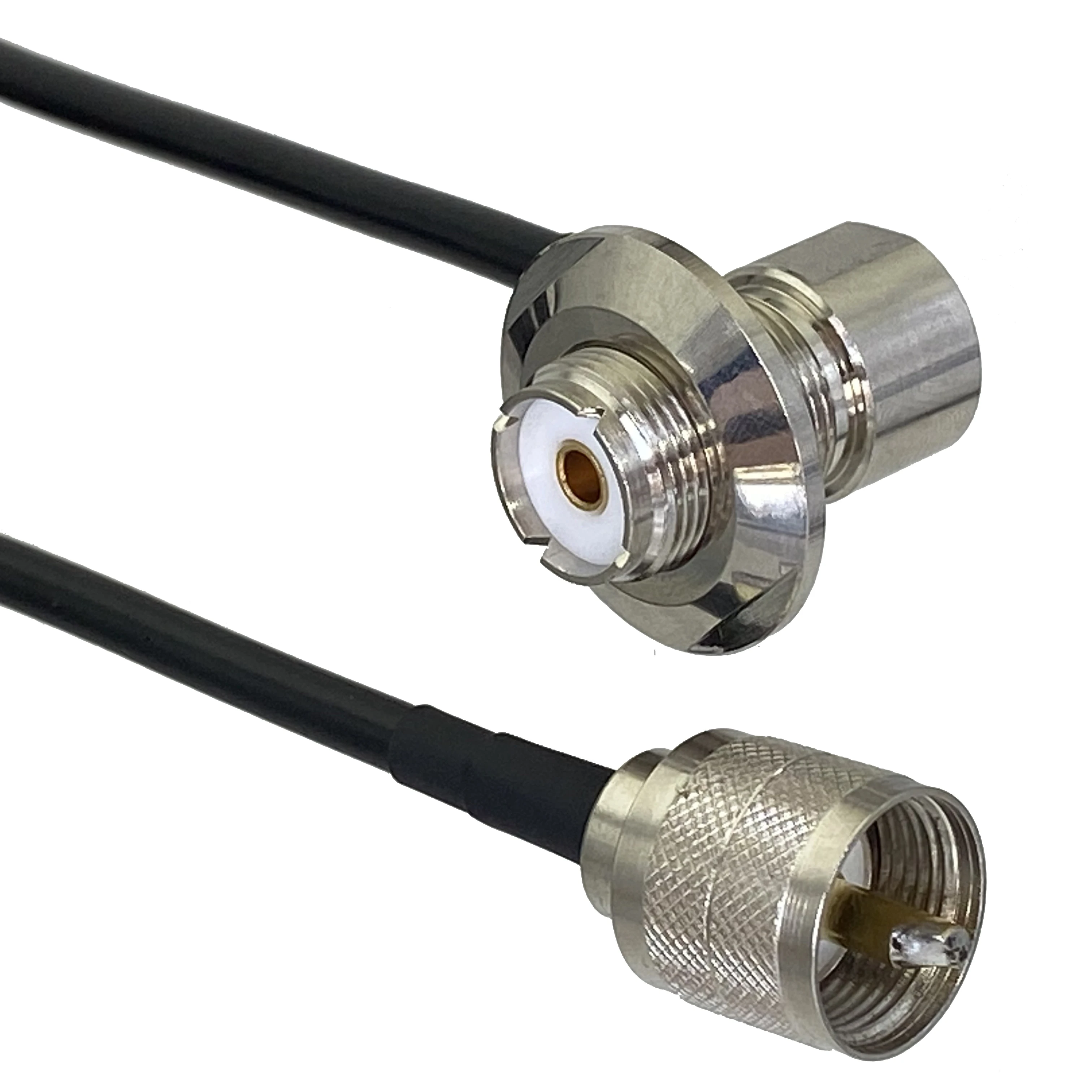 RG58 UHF żeńskie gniazdo grodziowe kątowe do wtyczki męskiej UHF PL259 RF kabel połączeniowy 6 cali ~ 50 M
