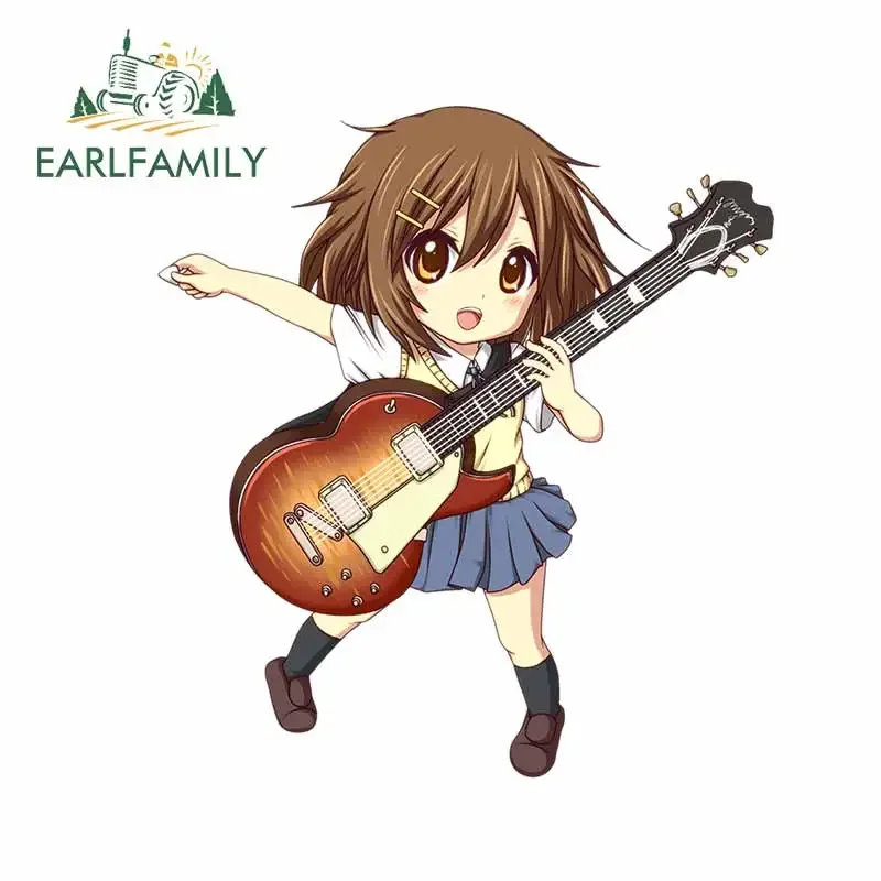 EARLFAMILY 43cm x 36.4cm Cartoon Hirasawa Yui Sticker Cute Car Styling K-on! Decals Waterproof JDM Vinyl Car Wrap Scratch-Proof