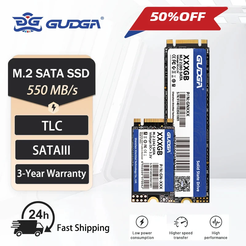 Gudga ssd m2 sata m.2 ngff sata iii unidade de estado sólido 64gb 128gb 2242 2280 disco rígido interno para laptops desktop notebook