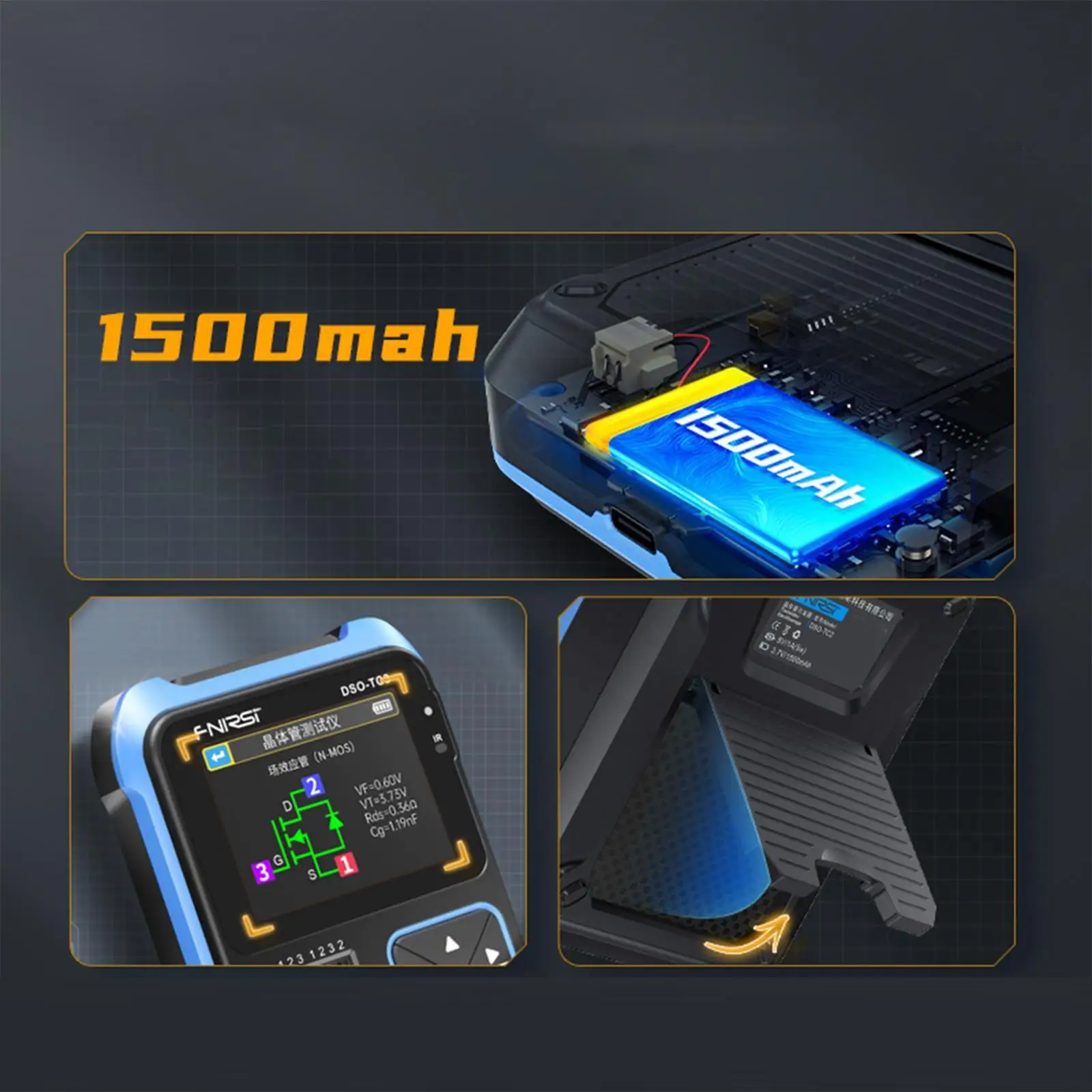 FNIRSI 3in1 DSO-TC3 Mini Handheld Digital Oscilloscope Transistor Tester Signal Source Multifunction Electronic Component Tester