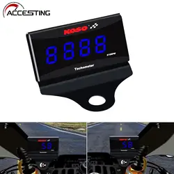 Koso Mini Tachometer RPM Meter Digital Square LCD Display Engine Tach Hour Meter Gauge for BMW YAMAHA KAWASAKI Racing Motorcycle