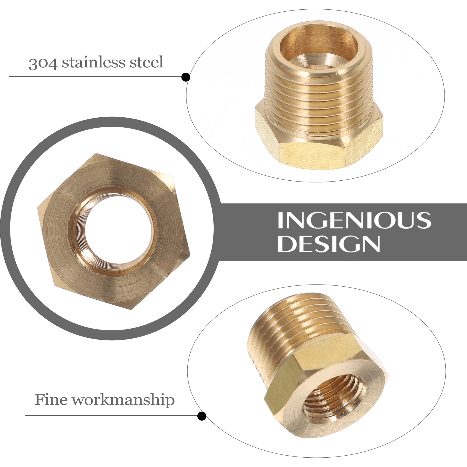 

1/2 x 1/4 NPT Reducer Fitting Bushing Pipe Fittings Garden Hose Connector Male Female Adapter Coupling Stainless Steel