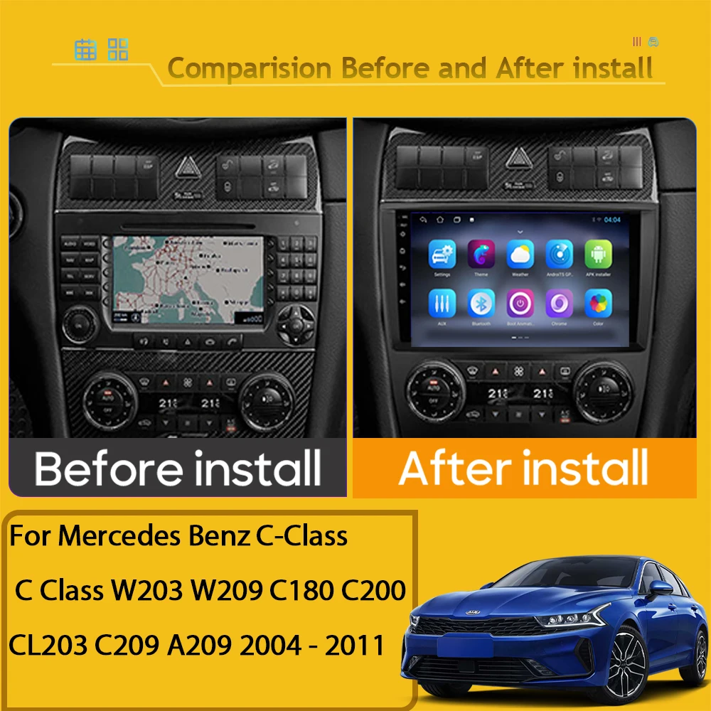 Carplay Android For Mercedes Benz C-Class C Class W203 W209 C180 C200 CL203 Auto Radio Multimedia Car Stereo No 2din Player WIFI